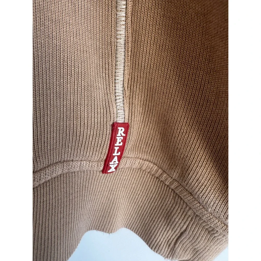 Tommy Bahama Relax Mens Large Tan Khaki 100 Cotton 1/4 Zip Pullover Sweater